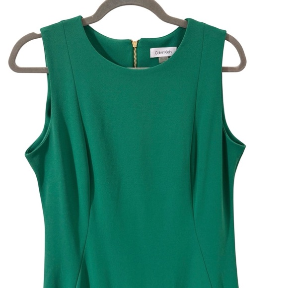 Calvin Klein Flounce Hem Midi Sheath Dress Green Size 10 - Picture 4 of 12